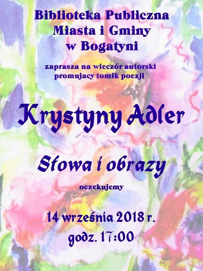 Wieczór autorski Krystyny Adler