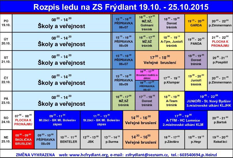 Harmonogram zajęć na lodowisku we Frydlancie - VEŘEJNE BRUSELN&Iacute; = lodowisko otwarte dla wszystkich (Źr&oacute;dło HC Fr&yacute;dlant)