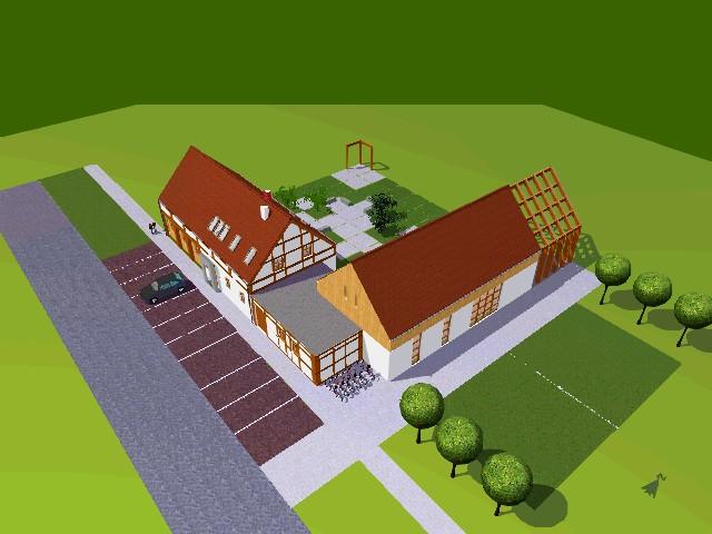 Wizualizacja projektów przysłupowych świetlic wiejskich wykonanych w ramach operacji Świetlica przysłupowa – świetlica marzeń – projekty budowlane dla Partnerstwa Izerskiego (ilus. Adam Cebula)