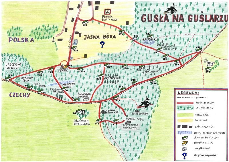 GUSŁA NA GUŚLARZU pomogła odprawić geocachingowa mapa (źródło: Marzena Szkudlarek)