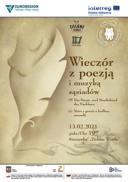plakat wieczor z poezja i muzyka sasiadow reference