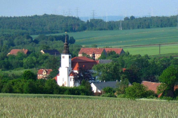 Bielejący wśród zieleni kościół w Działoszynie (fot. A. Lipin)