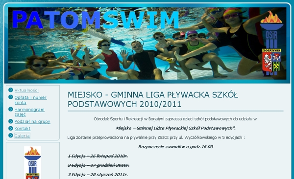 Strona internetowa www.patomswim.pl